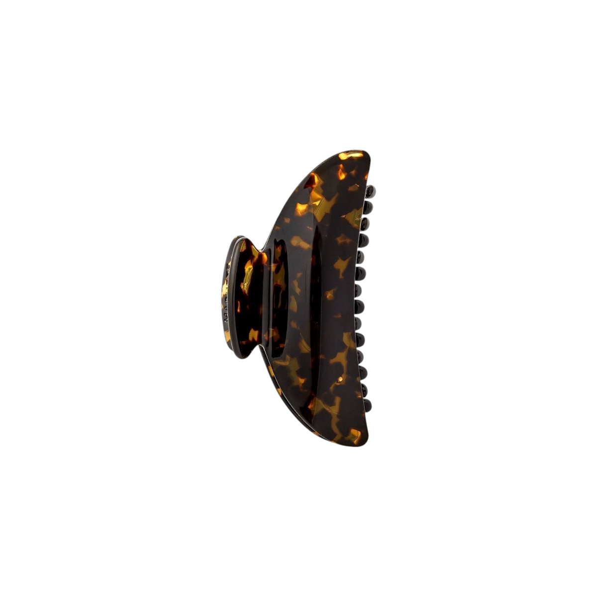 The Tiny Finch midi hair claw clip in dark tortoise Italian acetate with reinforced stainless steel hardware