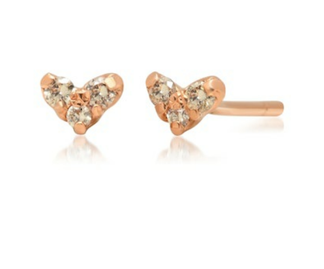 Fine Diamond Heart Stud Rose Gold