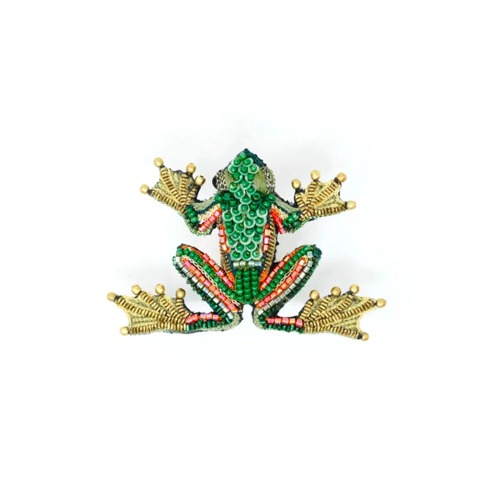 Brooch Green Flying Frog