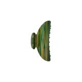 The Tiny Finch midi hair claw clip in Meadow green and brown marbled Italian acetate with reinforced hardware.