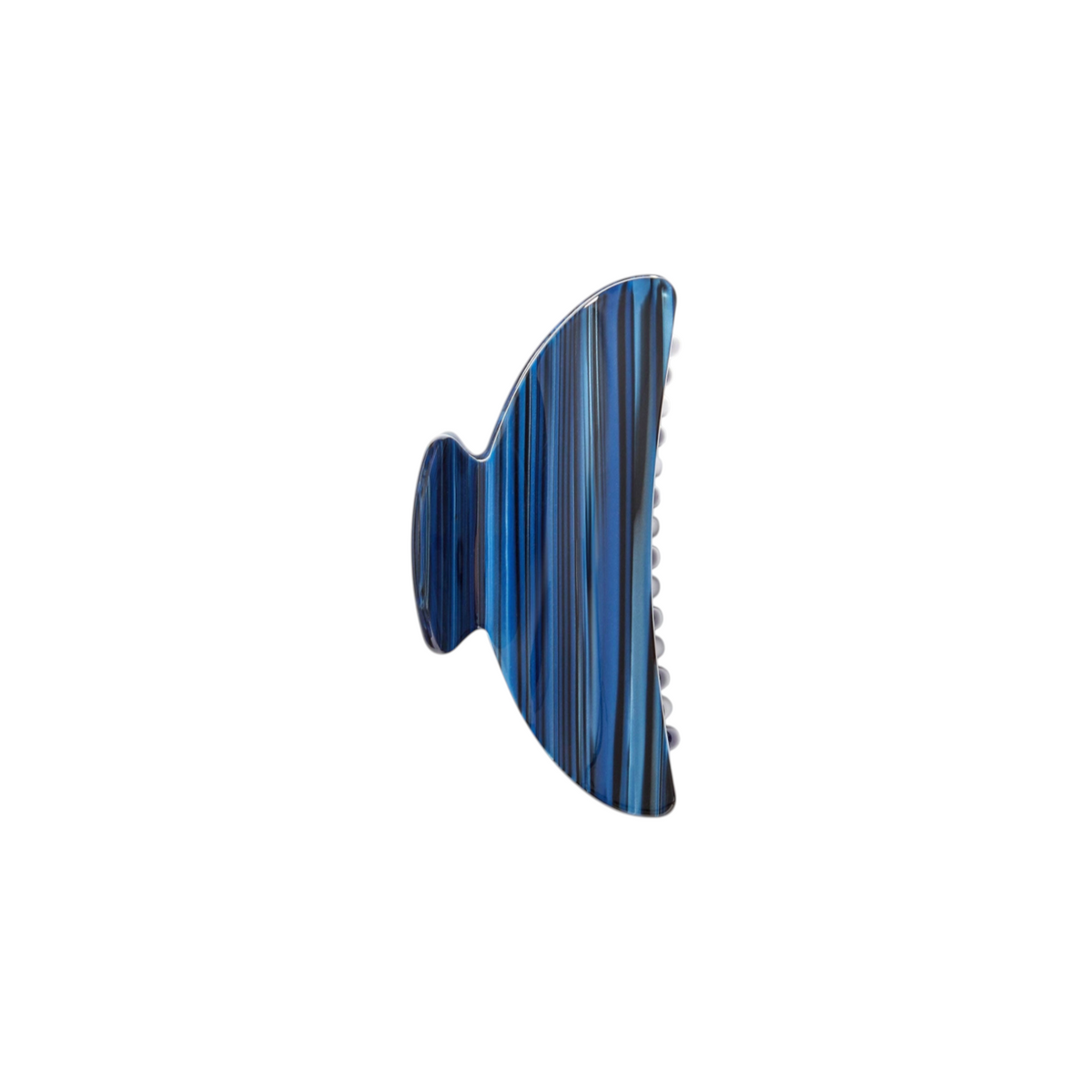 The Tiny Finch midi hair claw clip in indigo blue Italian acetate with a double-walled design and reinforced hardware.