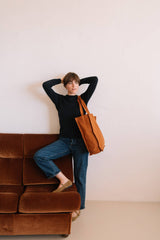 Canvas Tote in Caramel Brown