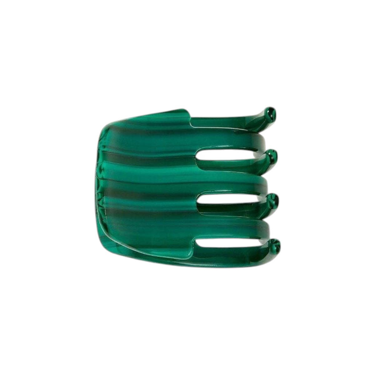 The Tiny Finch mini hair claw clip in a translucent green malachite Italian bio-acetate finish.