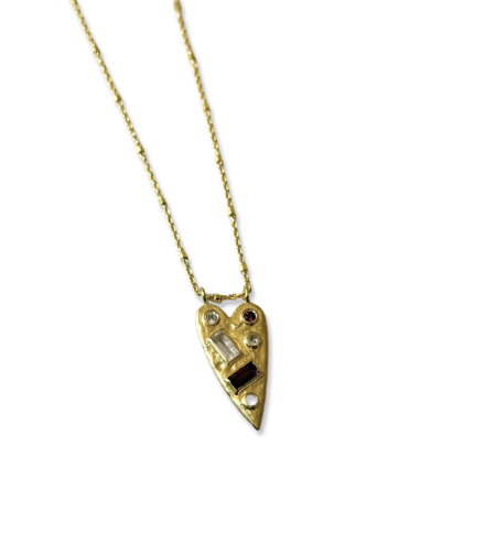 Garnet, Rose Quartz and Moonstone Heart Necklace
