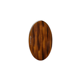 The Tiny Finch oval beard brush in a polished brown driftwood finish with natural bristles for grooming.