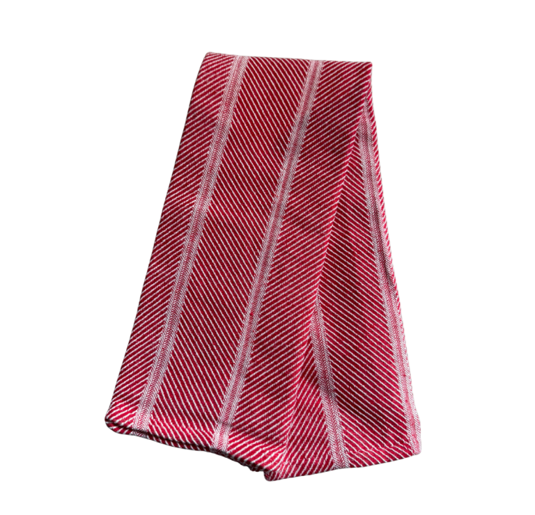 Embroidered Kitchen Towel Twill Red