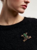 Brooch Green Flying Frog