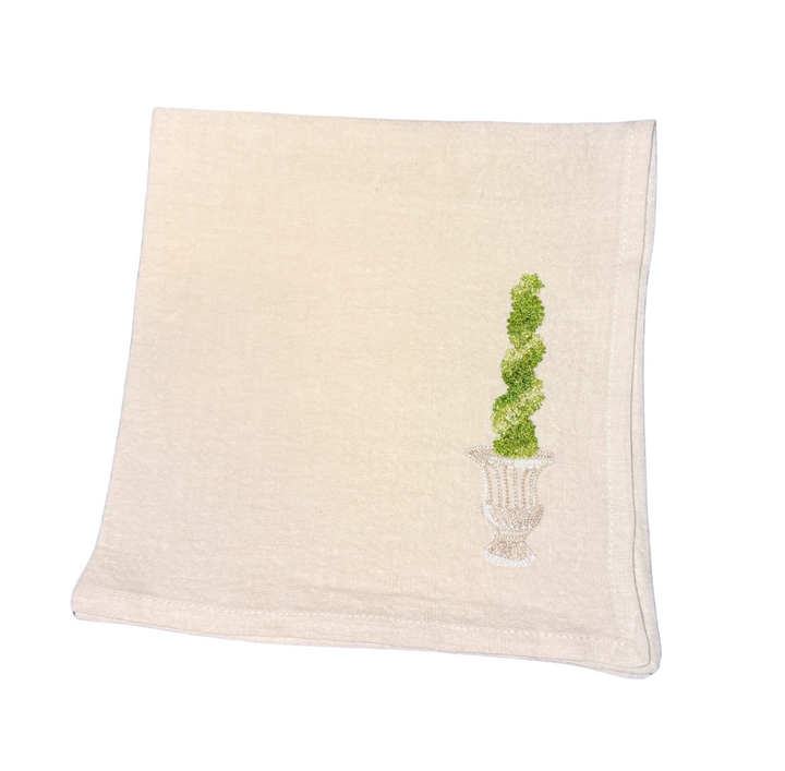 Embroidered Napkin Topiary Swirl