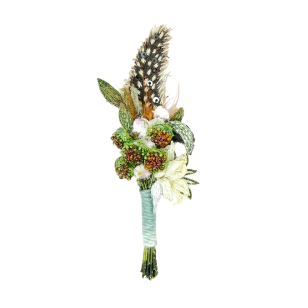 Brooch Spotted Plume Feather