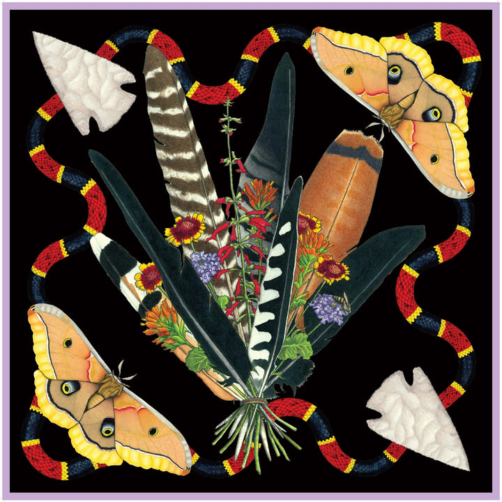Kerr Chief Scarf Feather Bouquet Raven