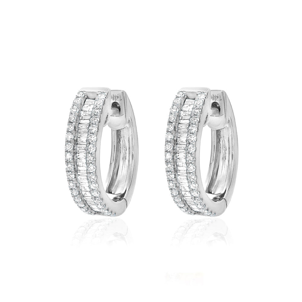 Liven Gold & Diamond Double Huggies in Silver