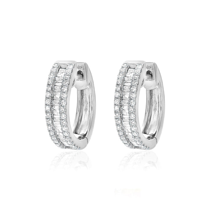 Liven Gold & Diamond Double Huggies in Silver