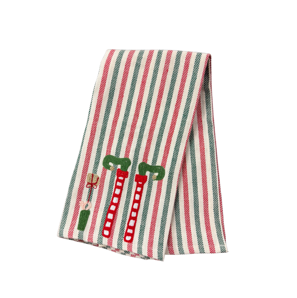 Embroidered Kitchen Towel Elf Red