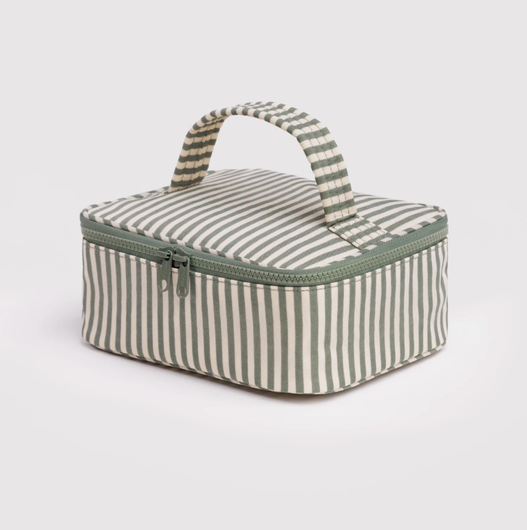 Small Cosmetic Case Sage Stripe