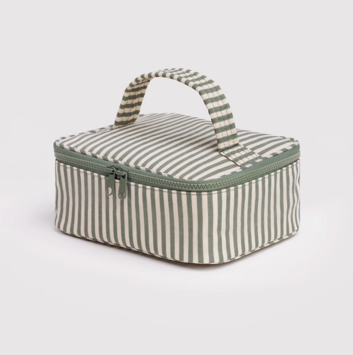Small Cosmetic Case Sage Stripe