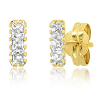 Fine White Topaz Stick Stud