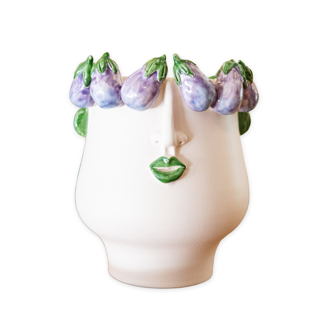 Face Vase Medium Eggplant