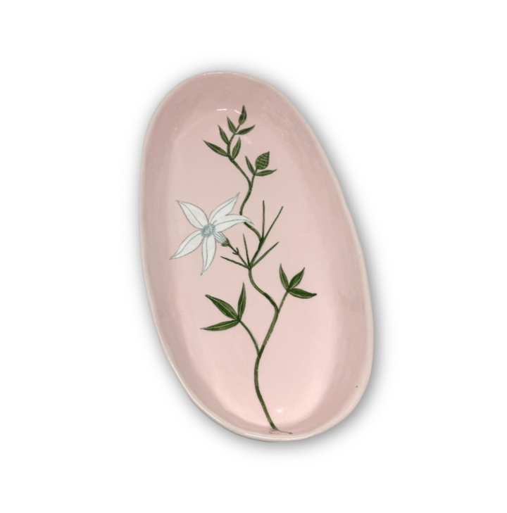 Large Oval Platter Flower Pink