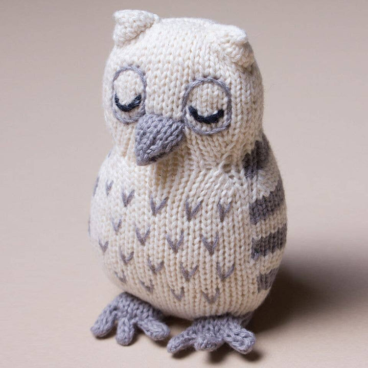 Knitted Owl Rattle Toy
