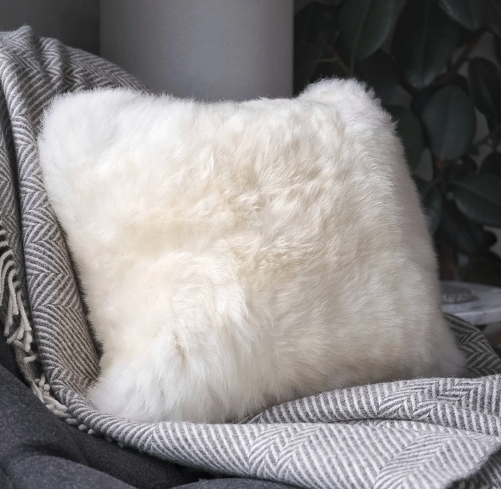 Sheepskin Pillow Square Champagne