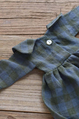 Ruthie – Rabbit in Field Plaid Linen Dress