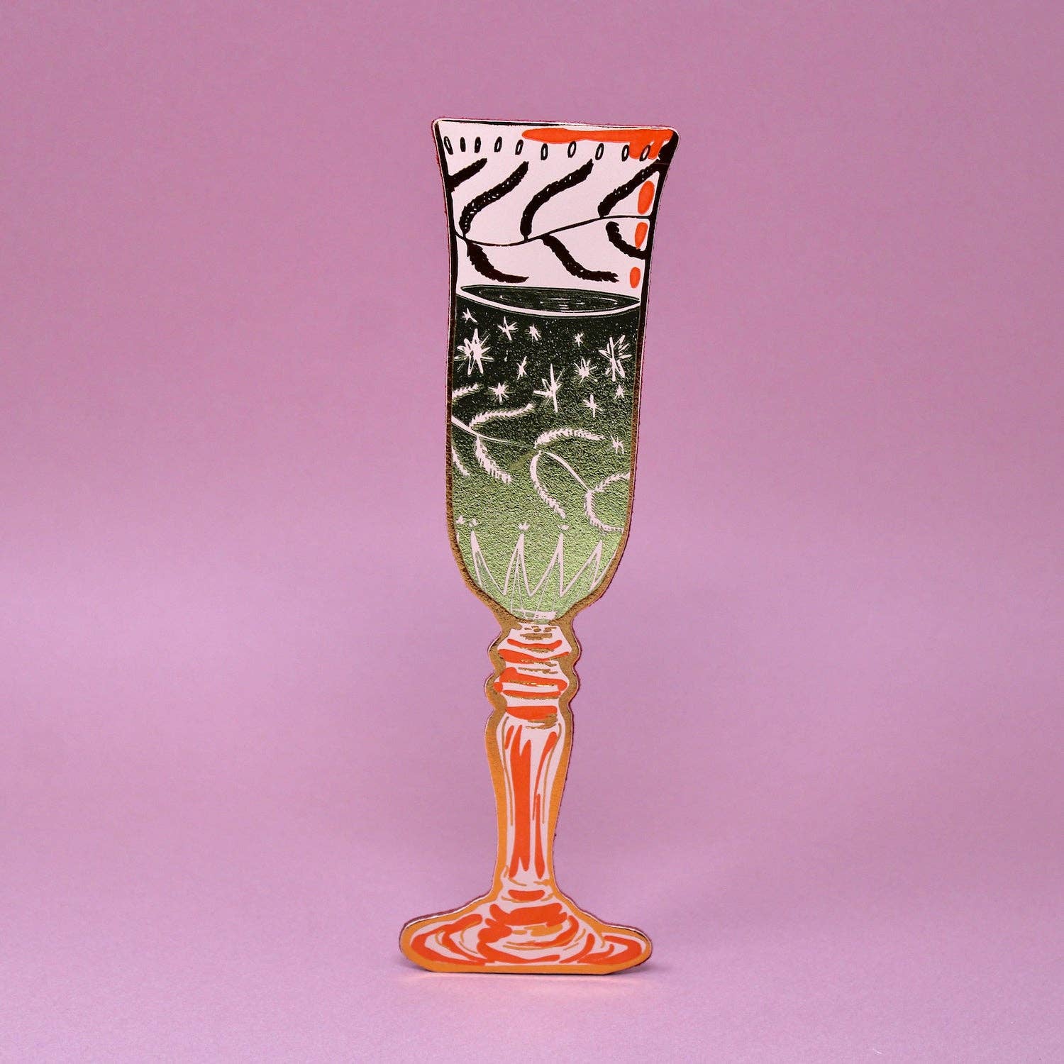Wine Glass Bookmark Pale Pink