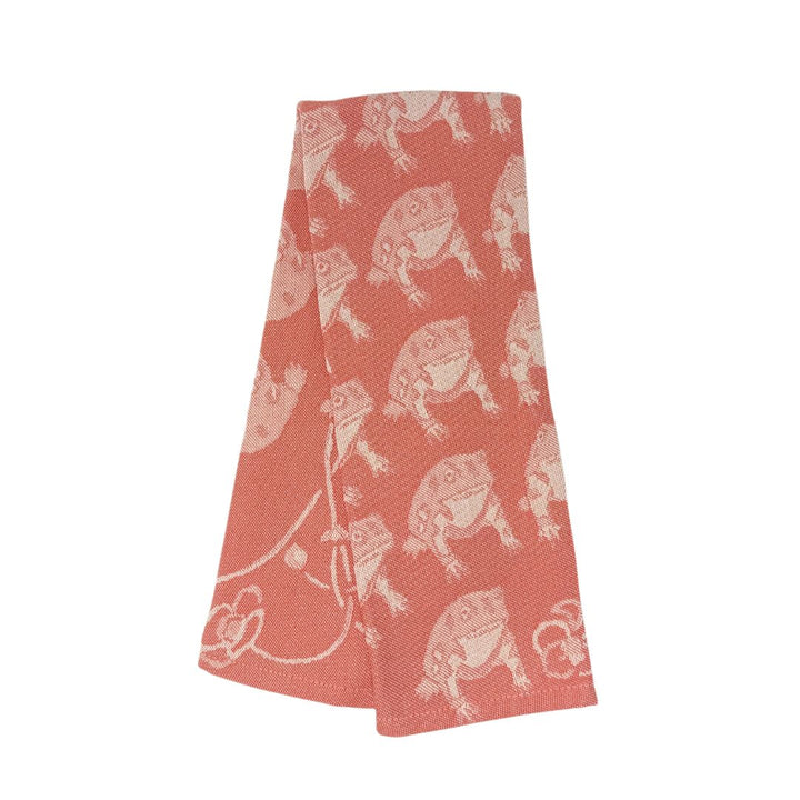 Embroidered Kitchen Towel Frog Rose