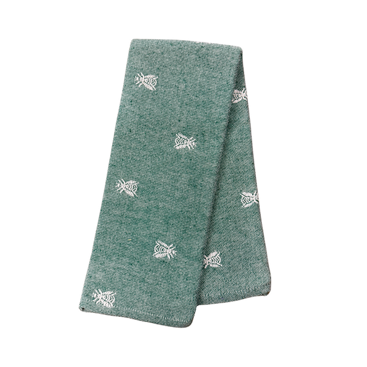 Embroidered Kitchen Towel Bee Sage