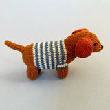Knitted Dog Rattle Toy Blue