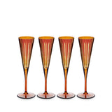 Prism Amber Champagne Flute Set 4