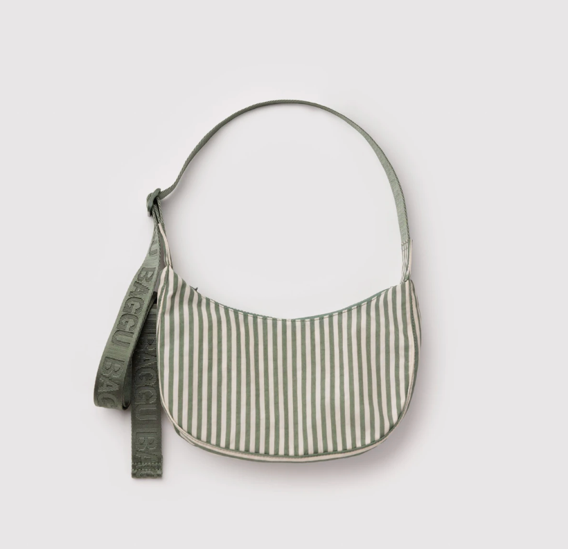 Small Crescent Bag Sage Stripe