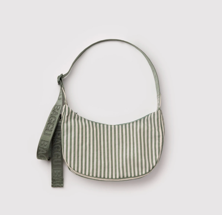 Small Crescent Bag Sage Stripe