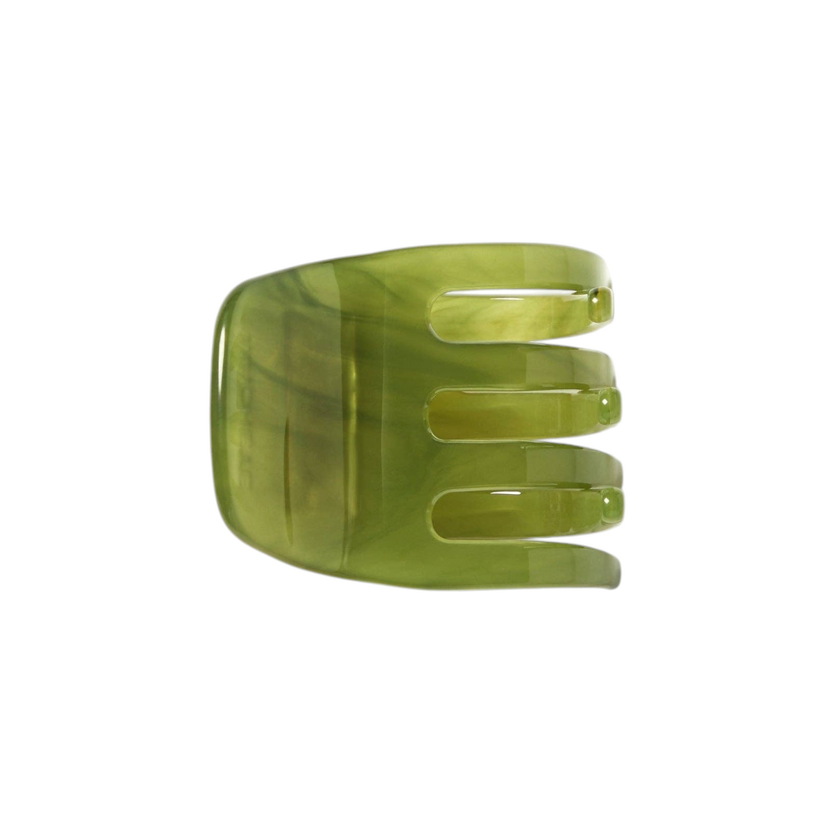 The Tiny Finch mini claw hair clip in translucent algae green Italian bio-acetate with a smooth polished finish.