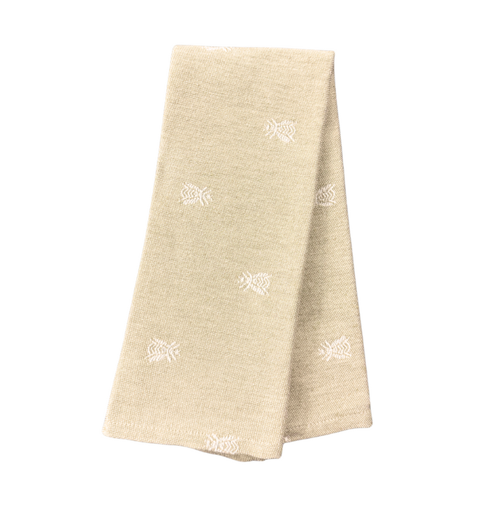 Embroidered Kitchen Towel Bee Mustard