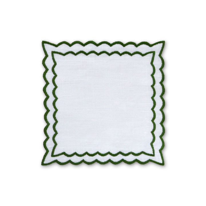 Cocktail Napkins Green Scallop
