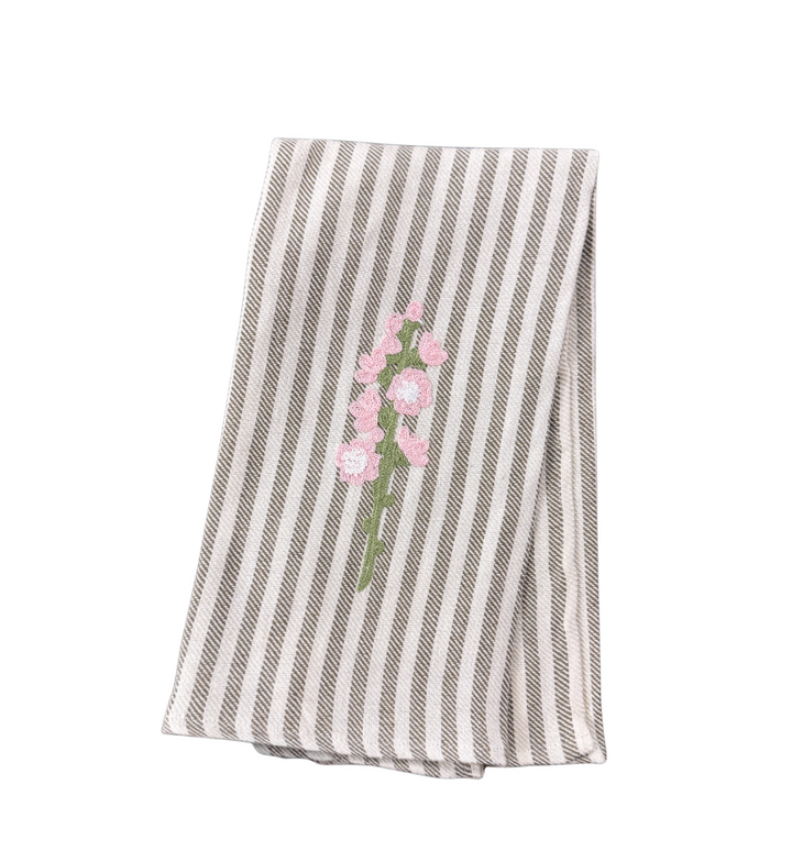 Embroidered Kitchen Towel Pink Flower