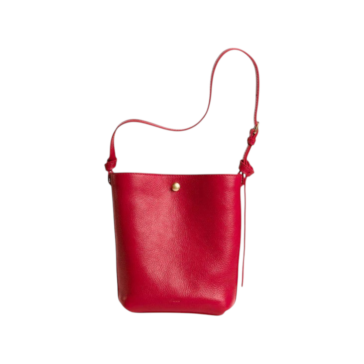 The Tiny Finch Little Lee Carmine red leather crossbody bag with adjustable strap and brass hardware