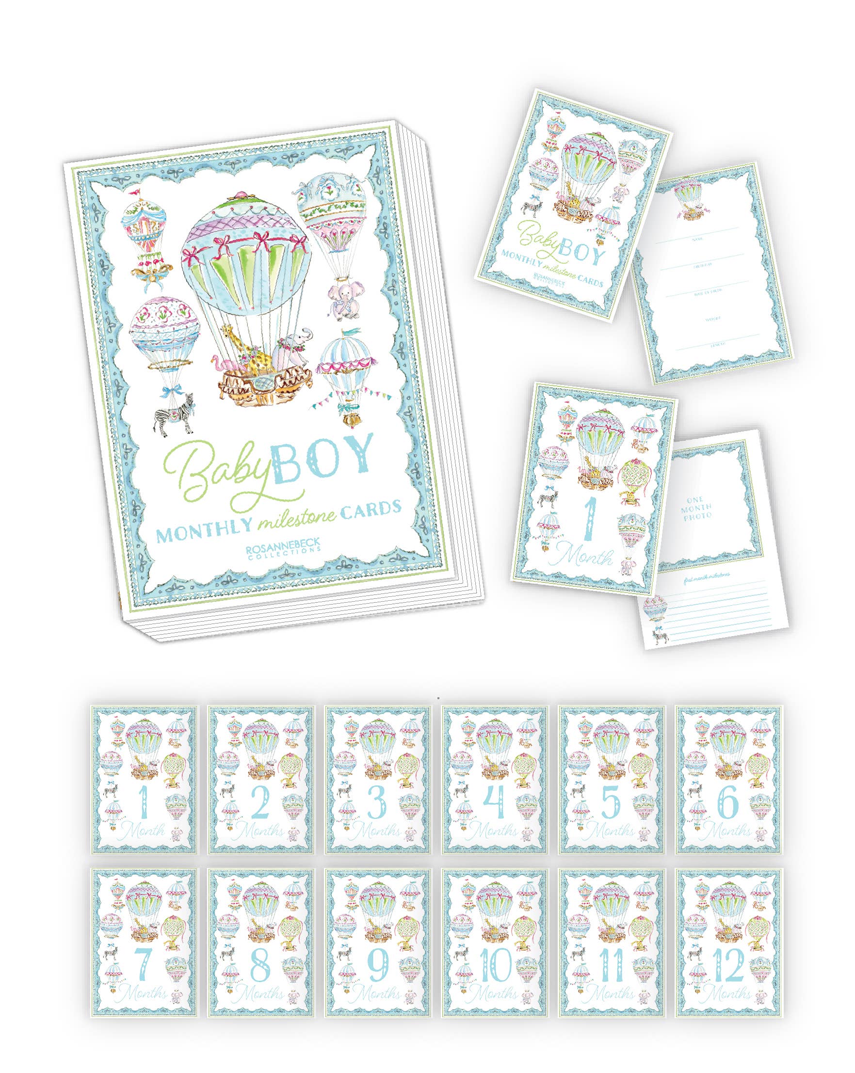 Baby Milestone Cards Hot Air Balloons