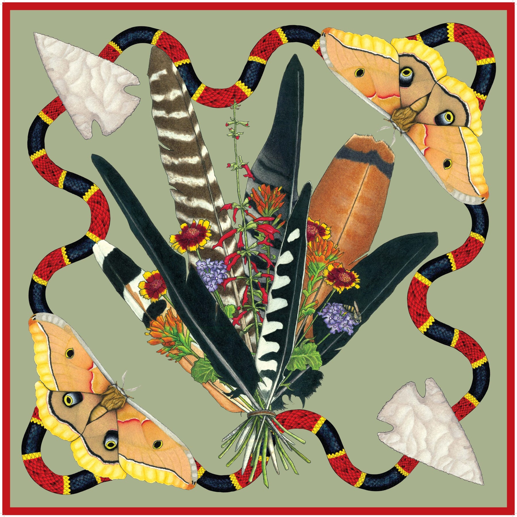Kerr Chief Scarf Feather Bouquet Maiden Hair
