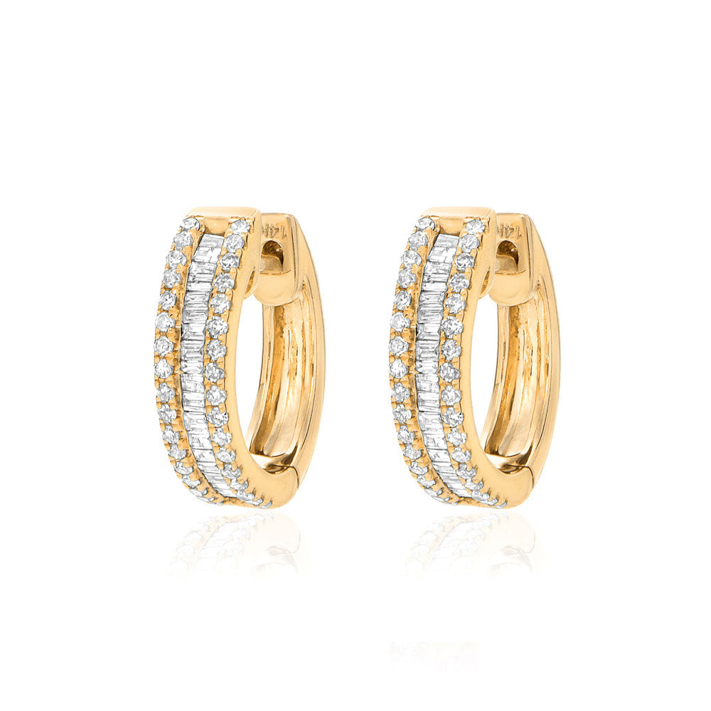 Liven Gold & Diamond Double Huggies in Gold