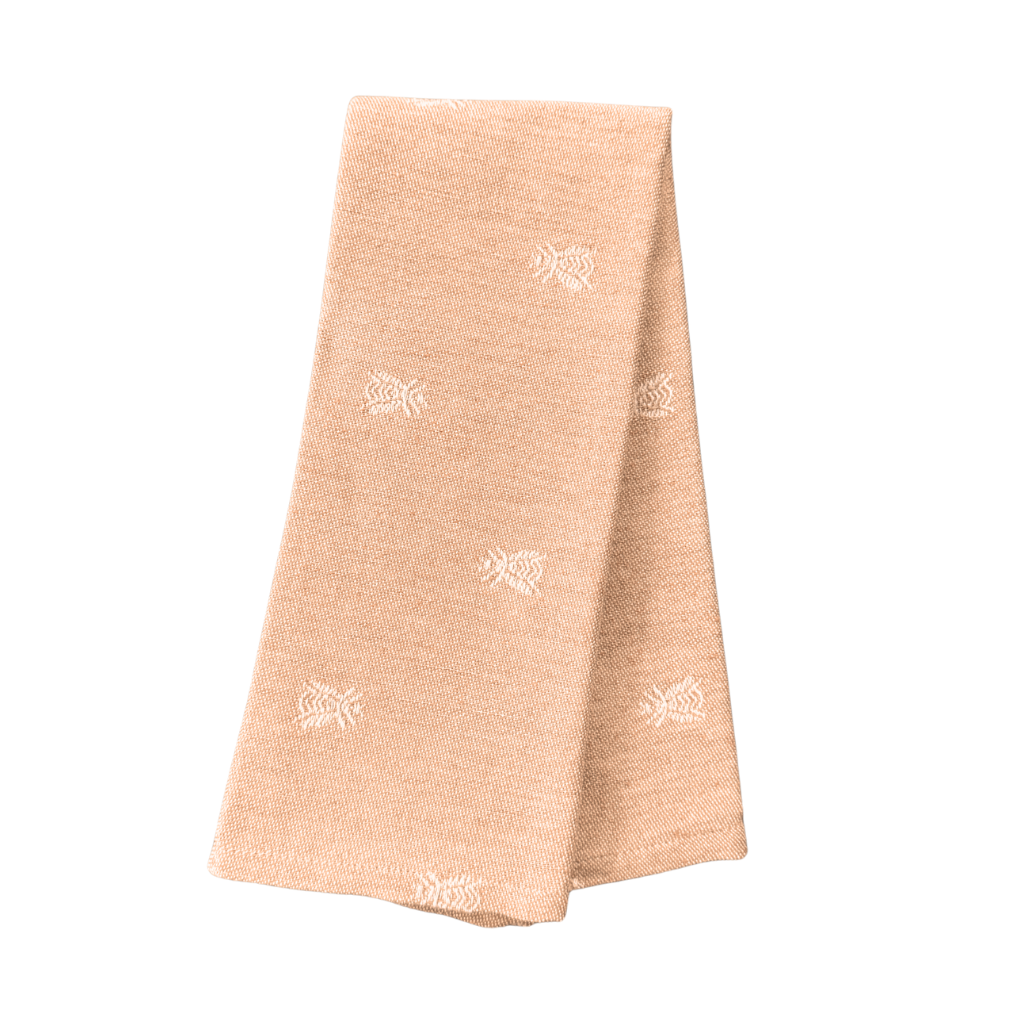 Embroidered Kitchen Towel Bee Orange