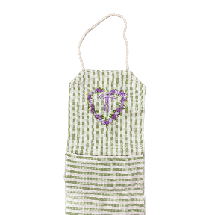 Embroidered Apron Lilac Heart