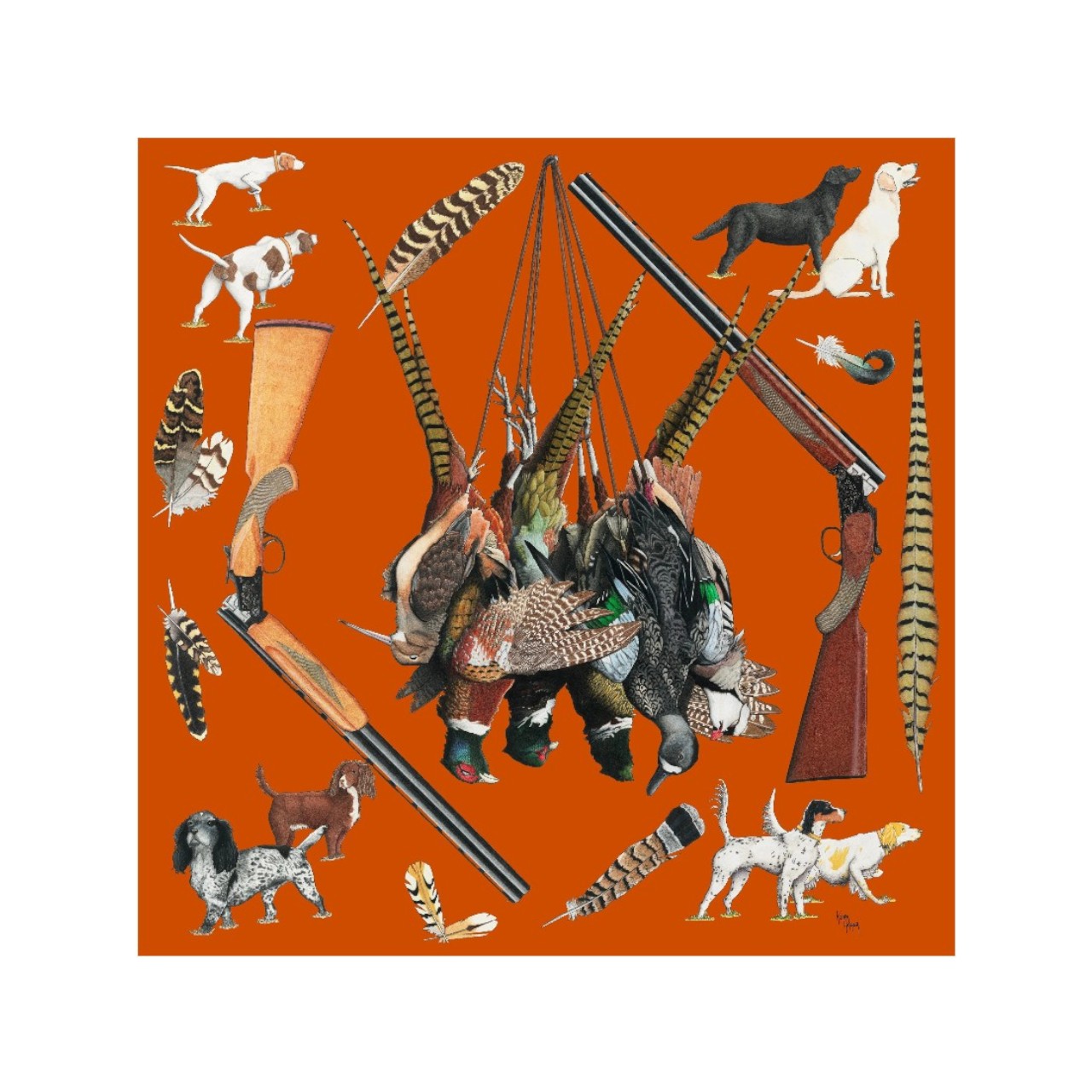 Kerr Chief Scarf Cashmere Hunting Dog Covey