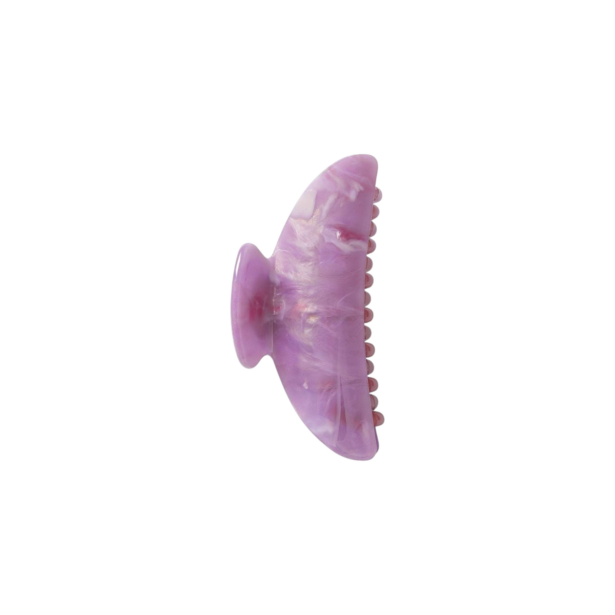 The Tiny Finch midi hair claw clip in orchid purple marbled Italian acetate with reinforced stainless steel hardware.