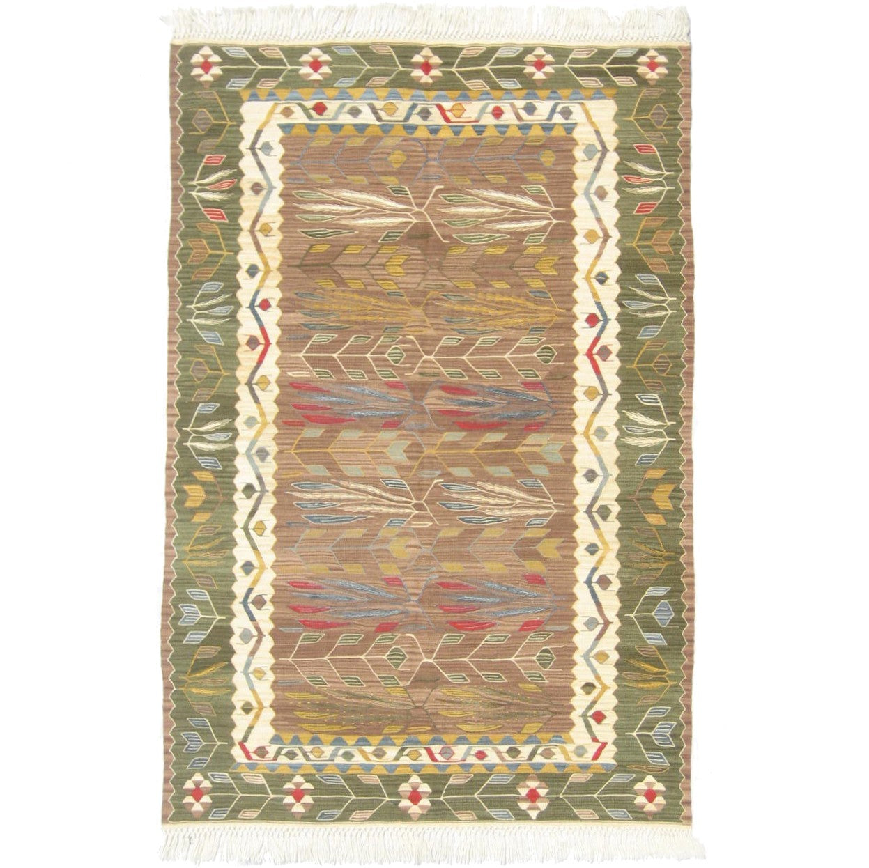 Wild Wheat Green Kilim Rug