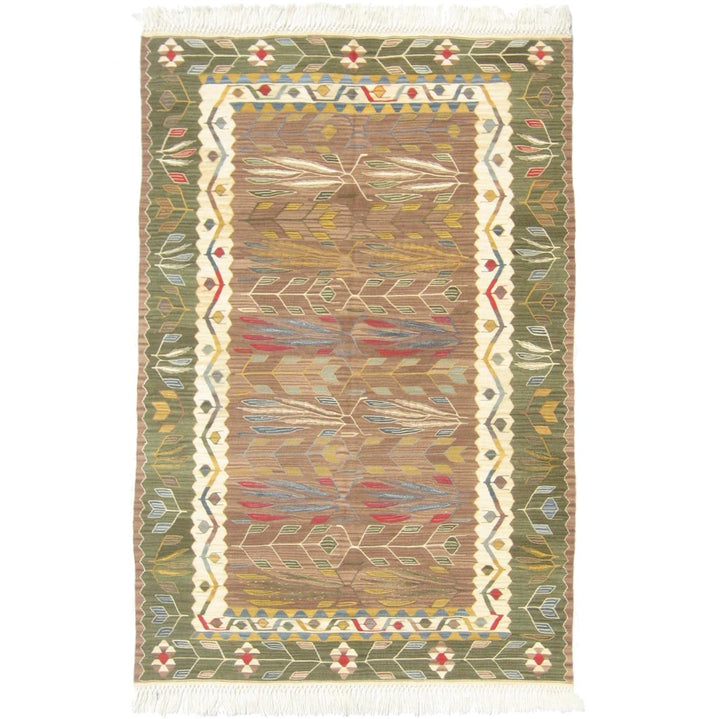 Wild Wheat Green Kilim Rug