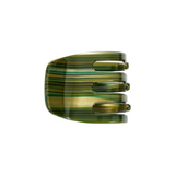 The Tiny Finch Meadow mini claw hair clip in green striped Italian bio-acetate for all hair types.
