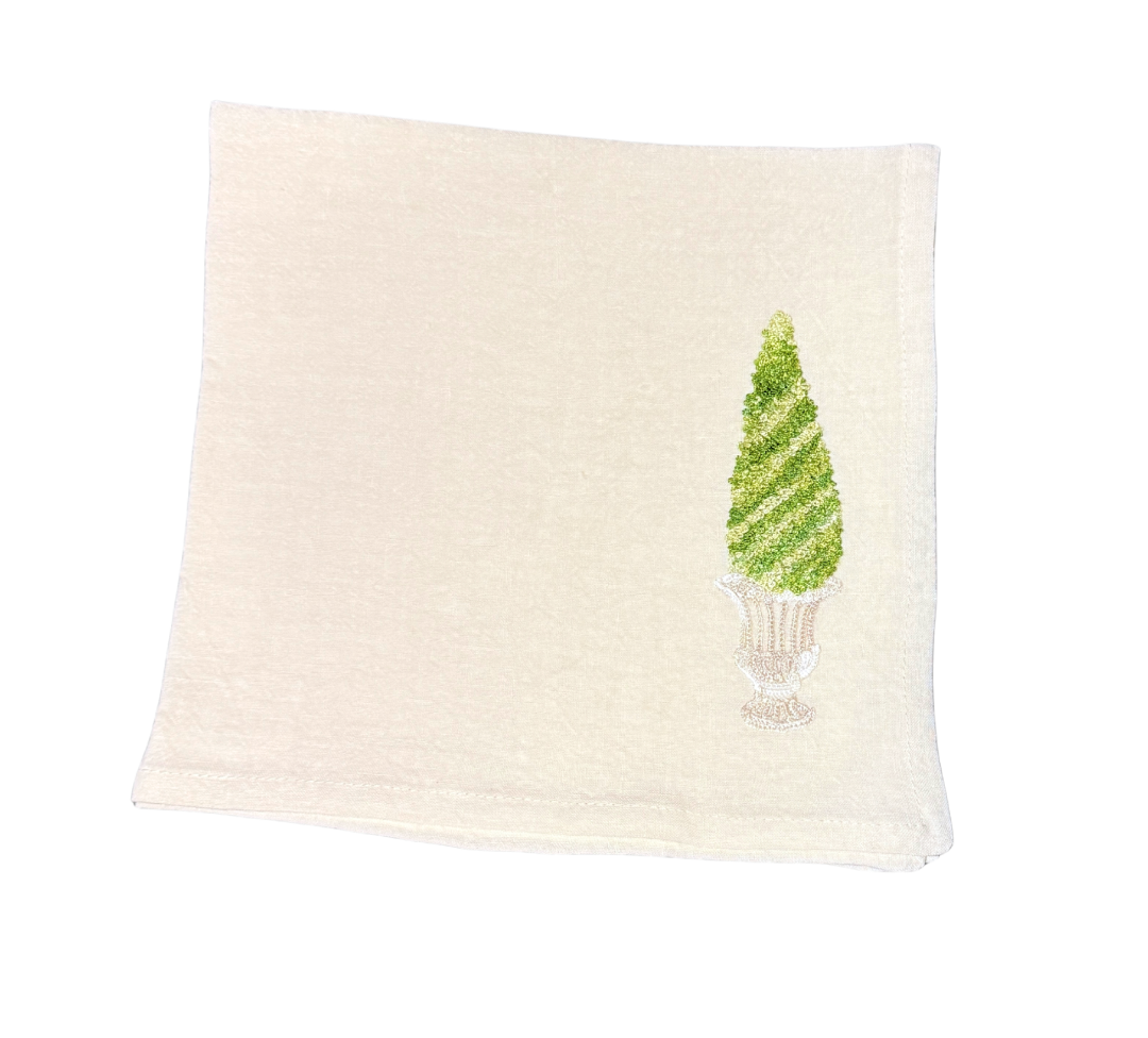 Embroidered Napkin Topiary Cone