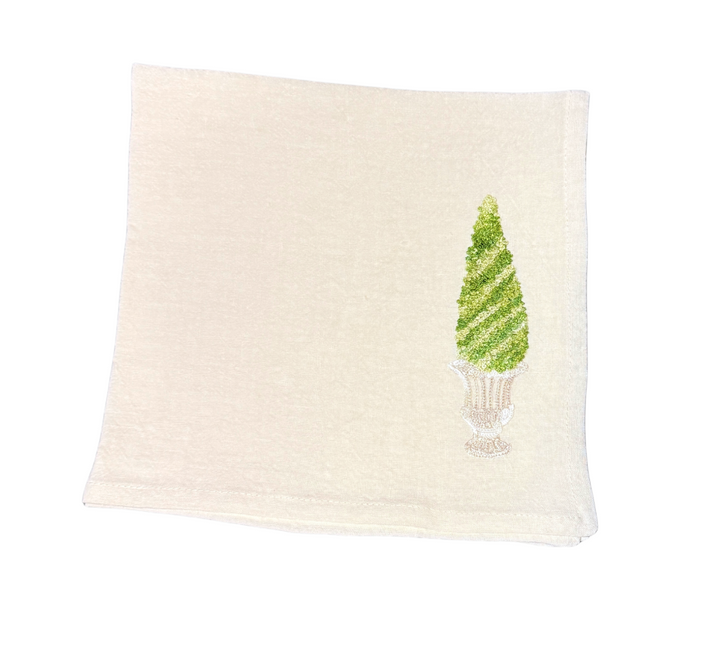 Embroidered Napkin Topiary Cone