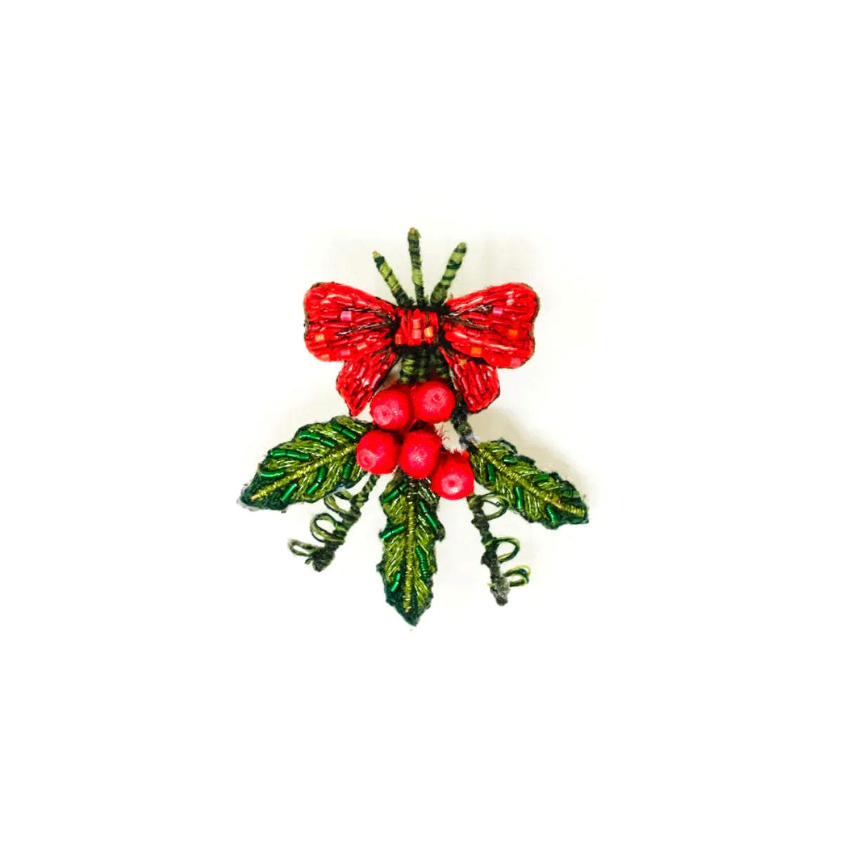 Brooch Red Holly Bow